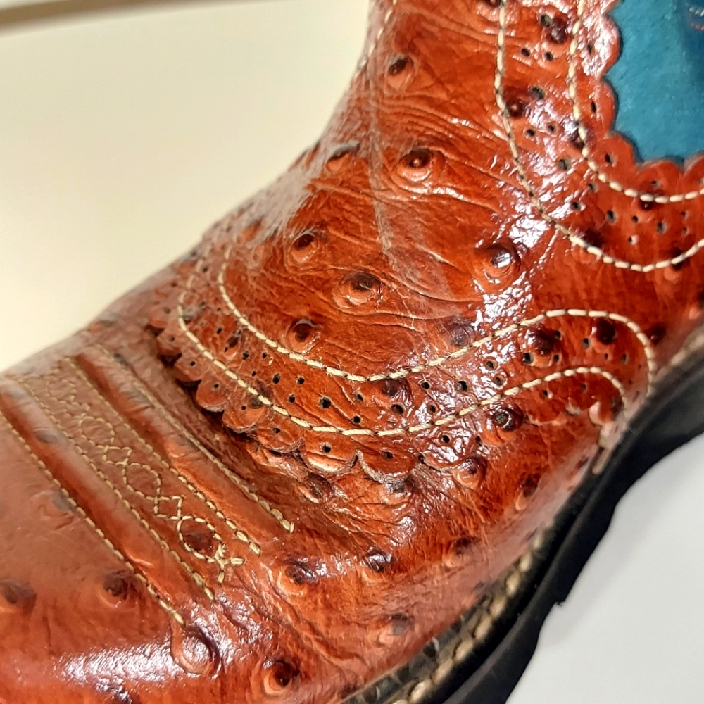 Ariat Brown & Teal Leather Boots Women's Size US 7 B - Picture 12 of 14